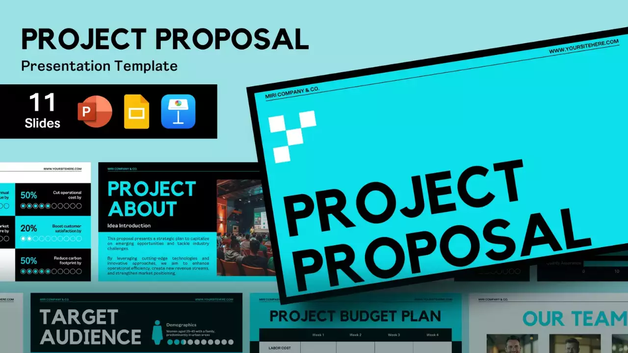 Présentation moderne d'une proposition de projet Orange Noir