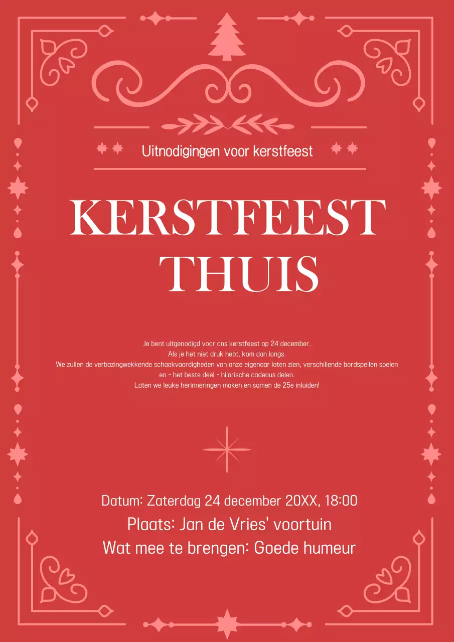 Rode eenvoudige kerstuitnodiging