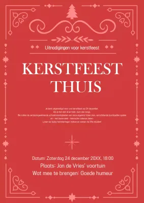 Rode eenvoudige kerstuitnodiging