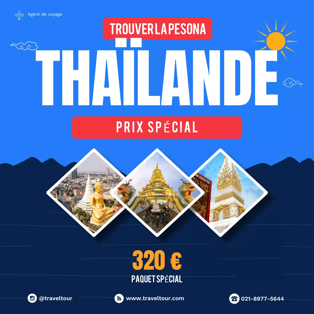 promotion des voyages en bleu moderne