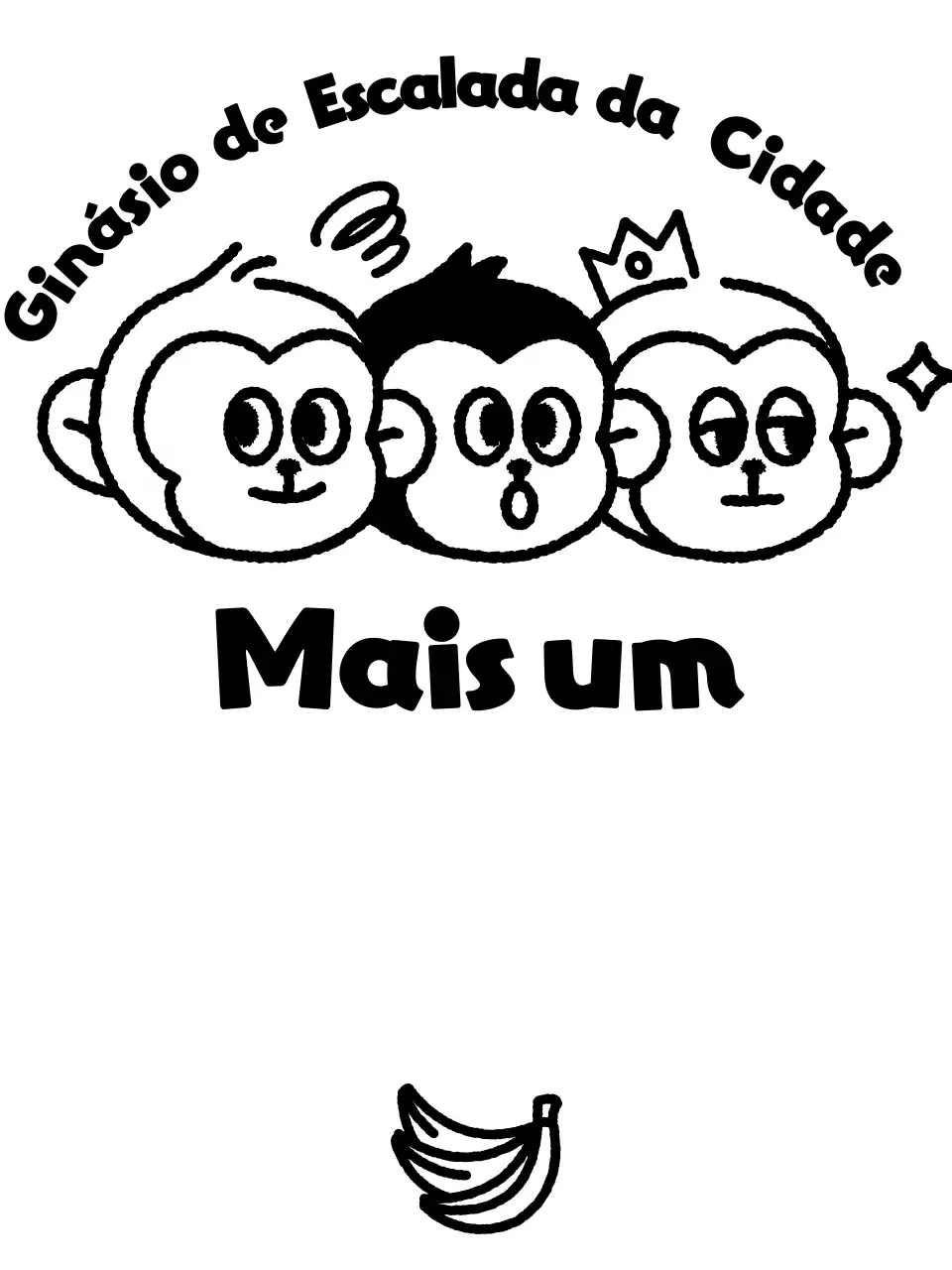 Logótipo desportivo simples com ilustração de três macacos engraçados