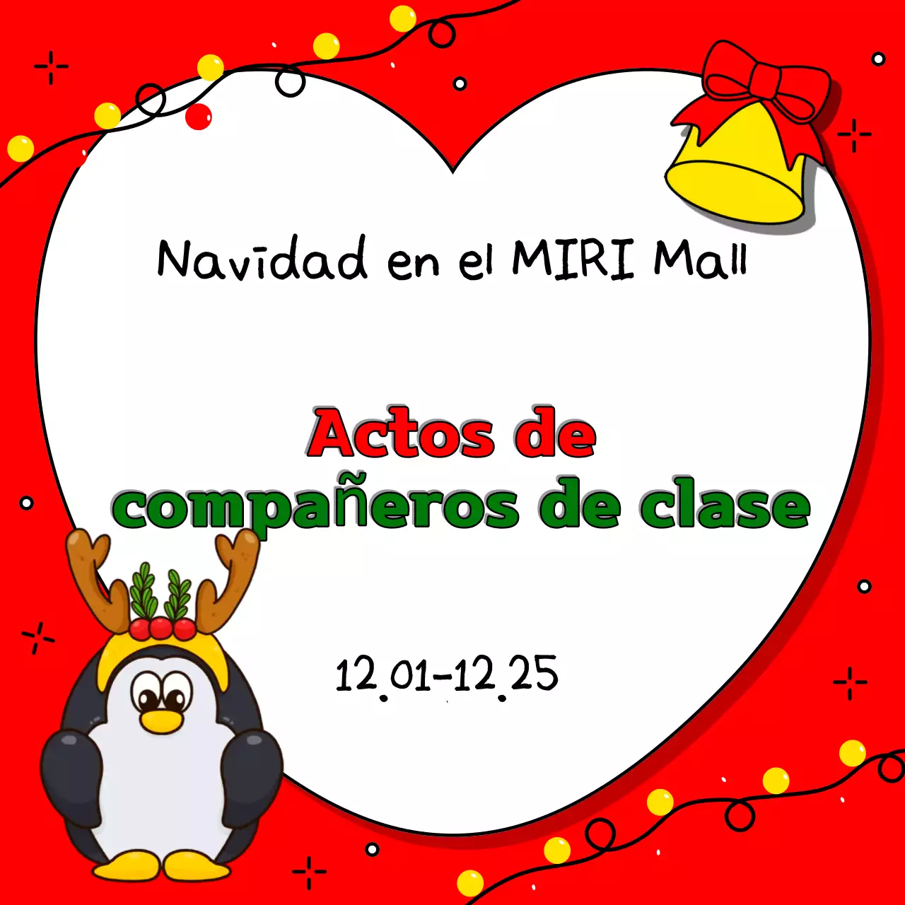 Anuncia tu evento navideño en rojo y verde con este simpático anuncio de eventos navideños