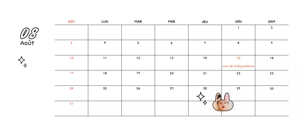 Calendrier photo du Nouvel An