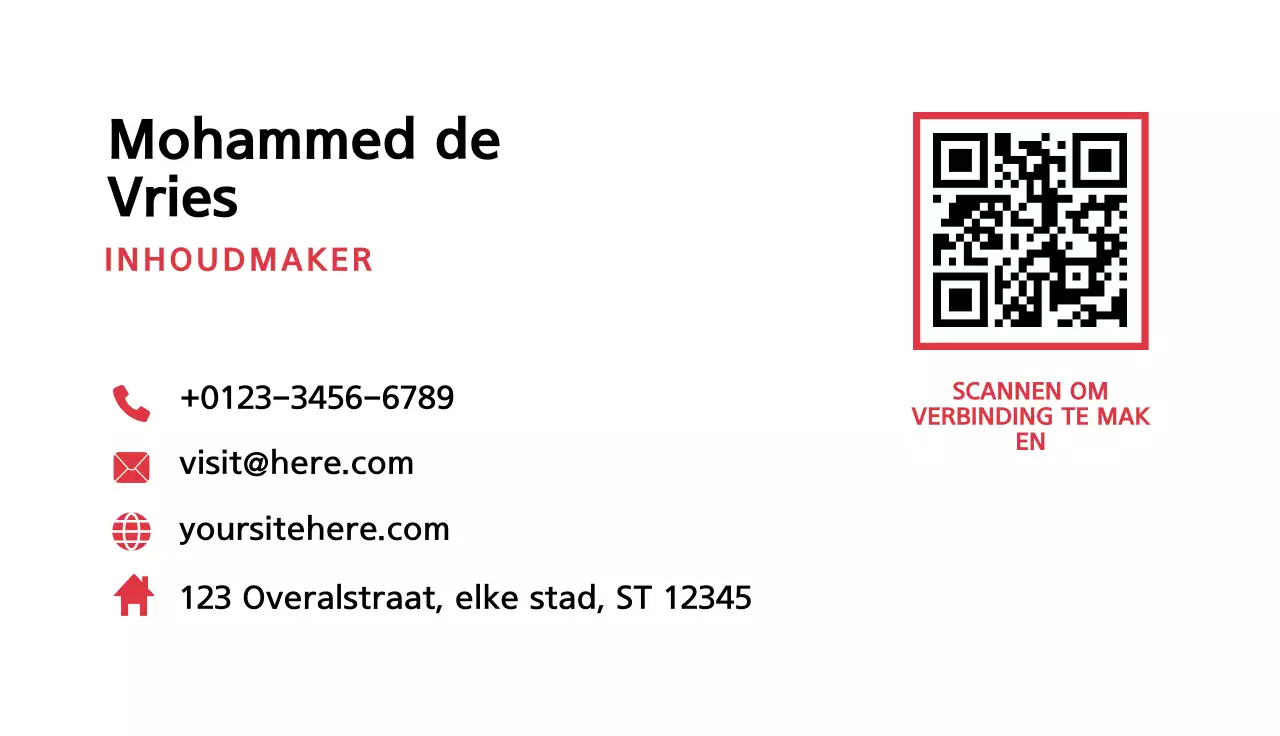 rood modern visitekaartje