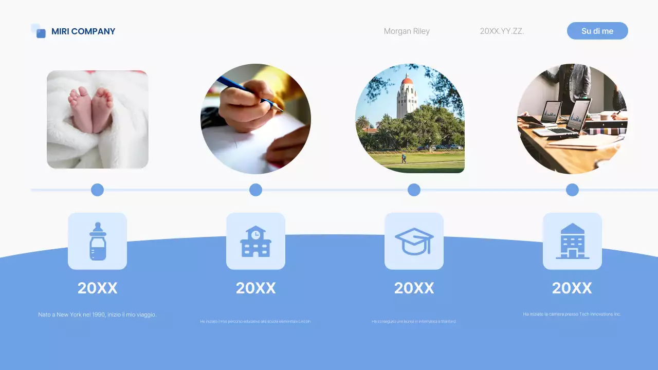 passo di autopresentazione moderno e blu