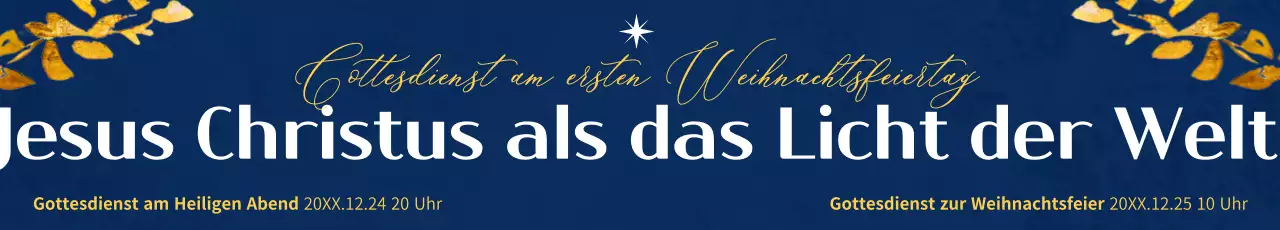 Werben Sie für einen luxuriösen Weihnachtsgottesdienst in Marineblau und Gold