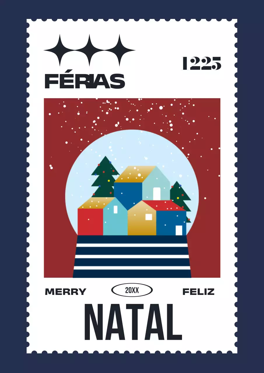 Postal de Natal Navy Vintage