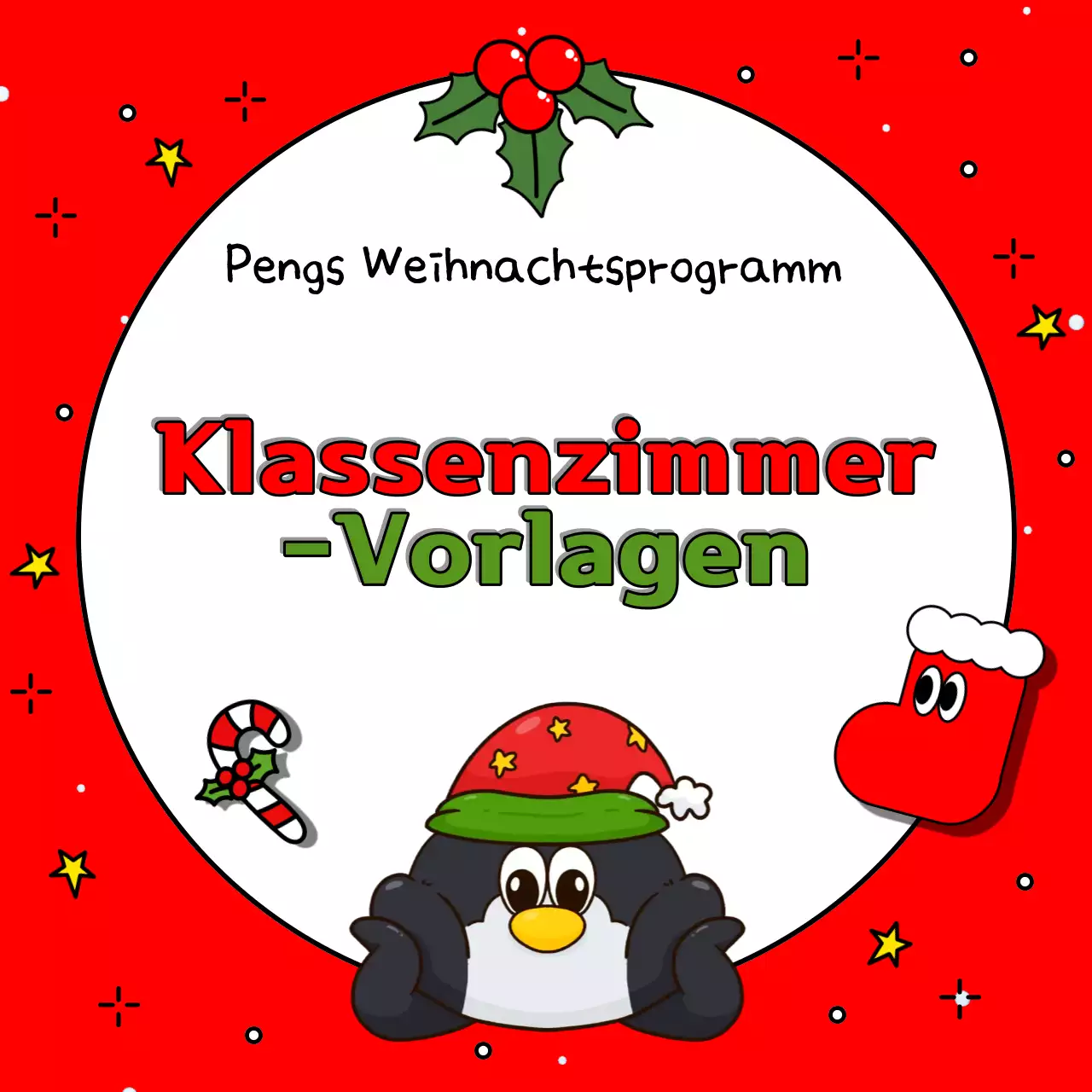 Werben Sie für Ihre Weihnachtsveranstaltung in Rot und Grün mit dieser niedlichen Weihnachtsanzeige