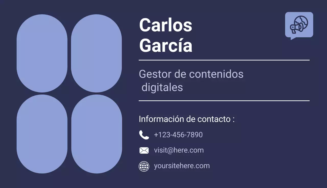 tarjeta de visita moderna azul marino