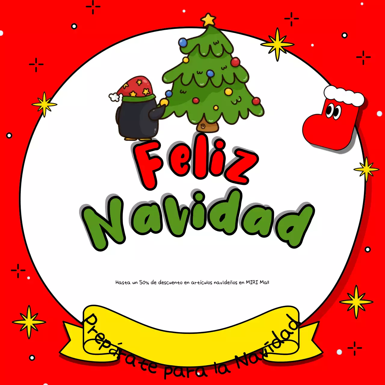 Anuncia tu evento navideño en rojo y verde con este simpático anuncio de eventos navideños