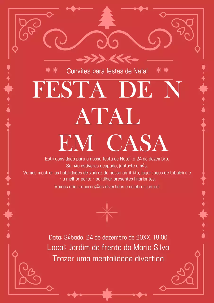 Convite de Natal simples vermelho