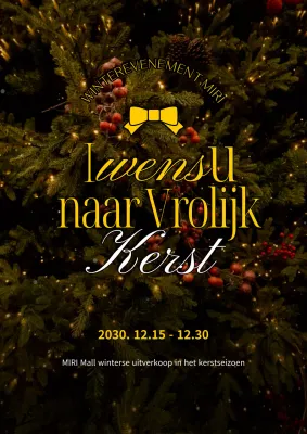 Een eenvoudige geel-witte kerstverkoopadvertentie voor winterproducten