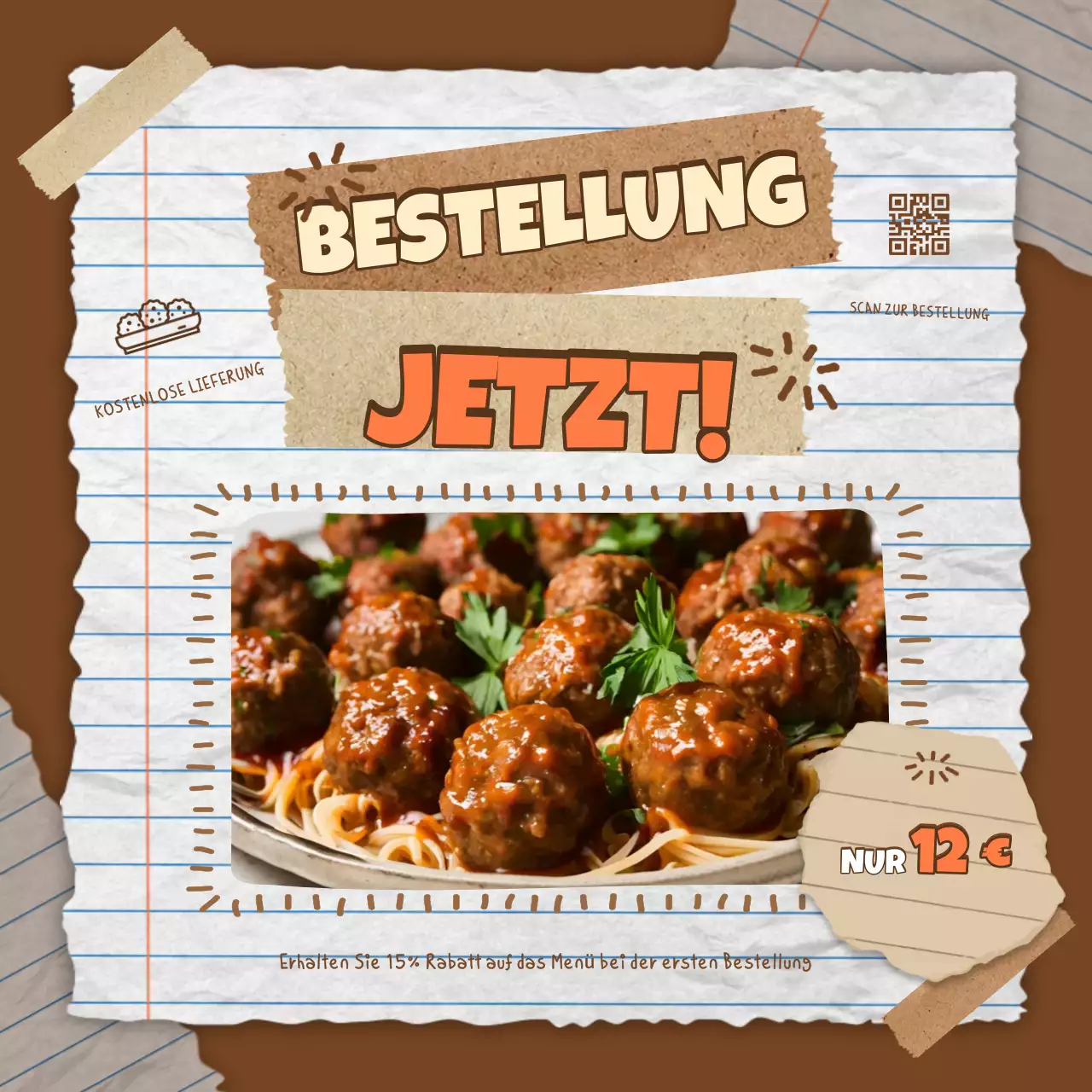 braune Retro-Lebensmittelwerbung