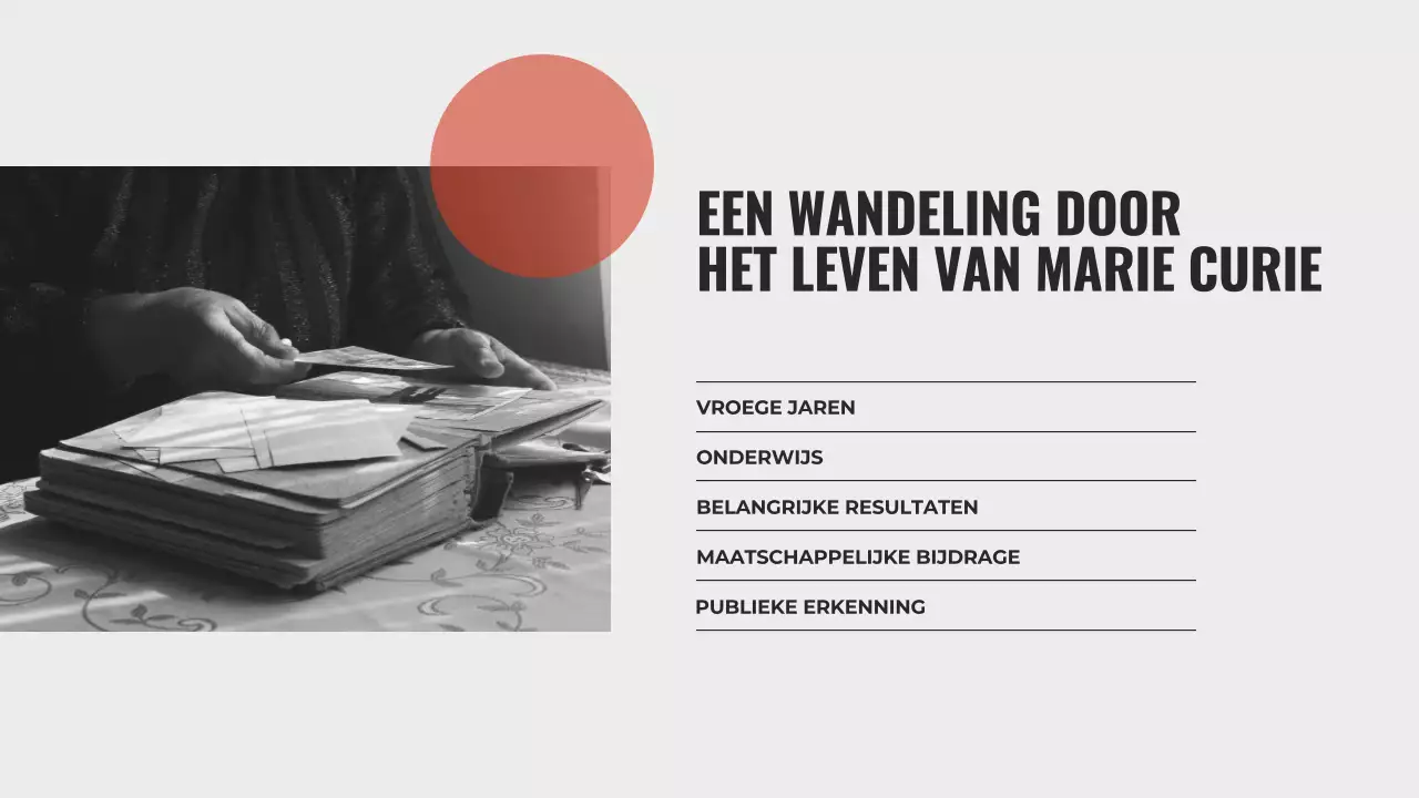 Ontdek het leven van Marie Curie Minimalistische presentatie