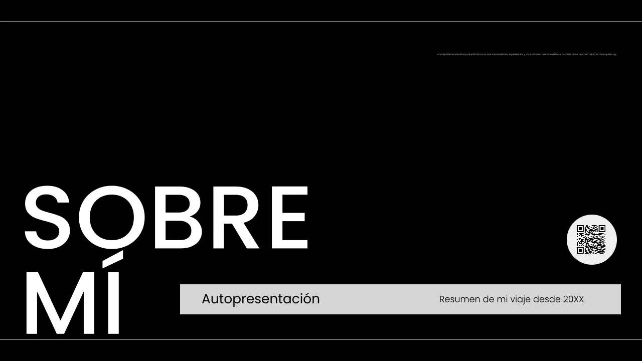 portafolio de autopresentación moderno en blanco y negro