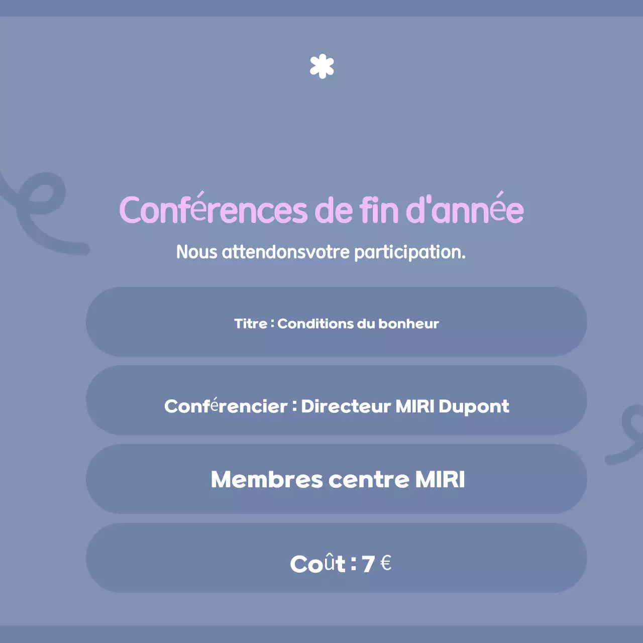 Annonces de conférences modernes bleu clair