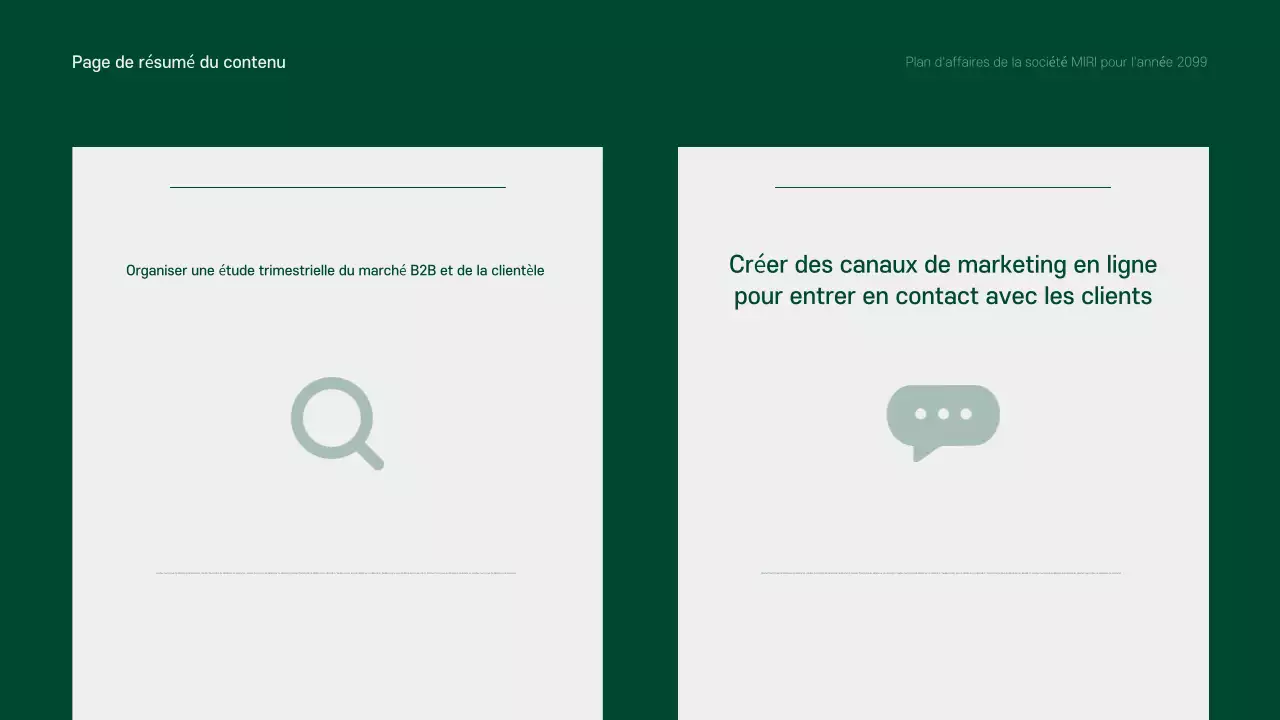 Un plan d'affaires propre, vert et gris pour l'année à venir
