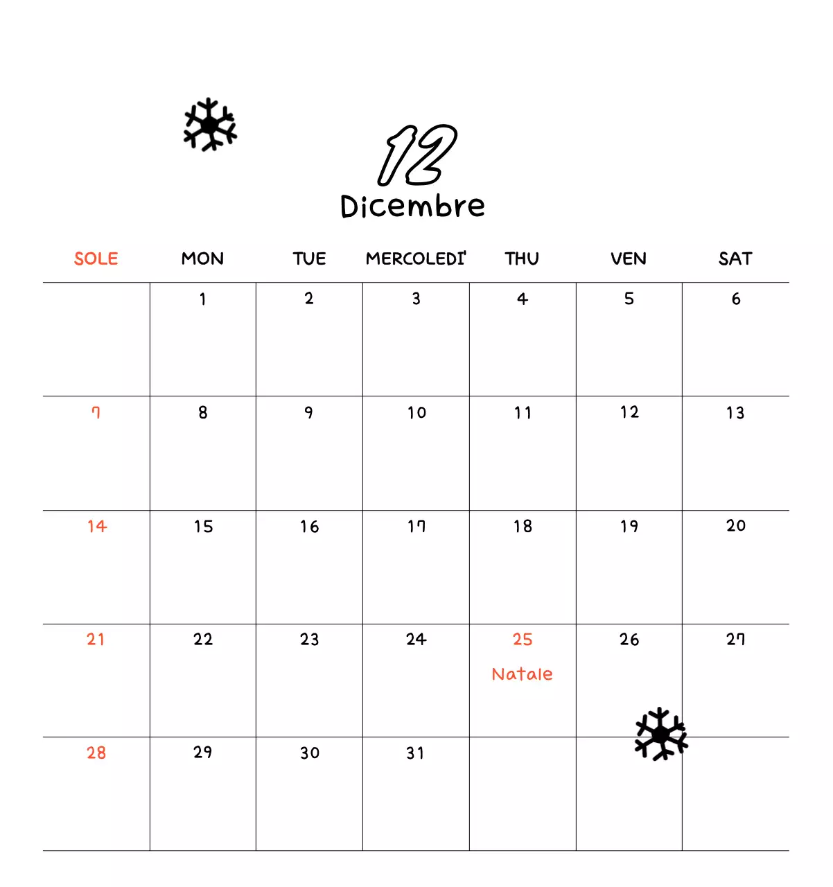 Calendario fotografico di Capodanno