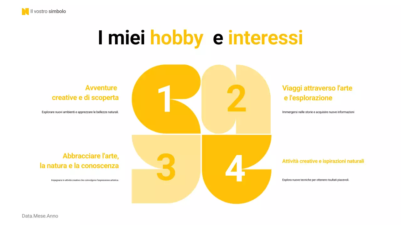 layout giallo di base per l'autopresentazione