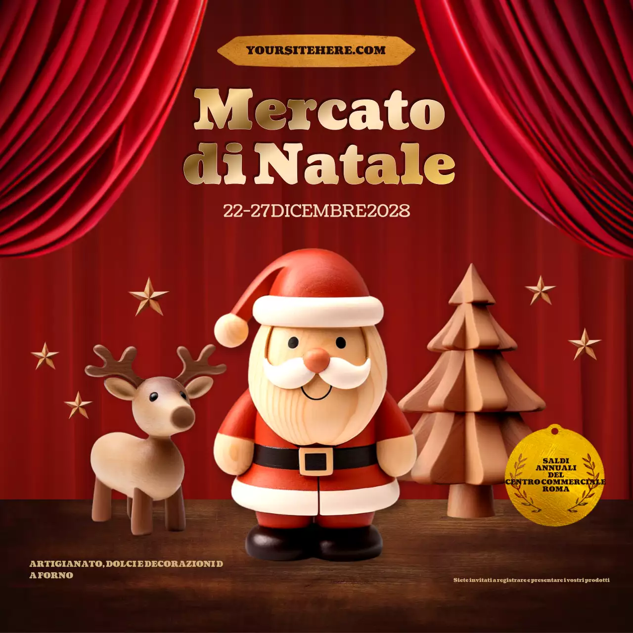 annuncio di evento natalizio vintage rosso