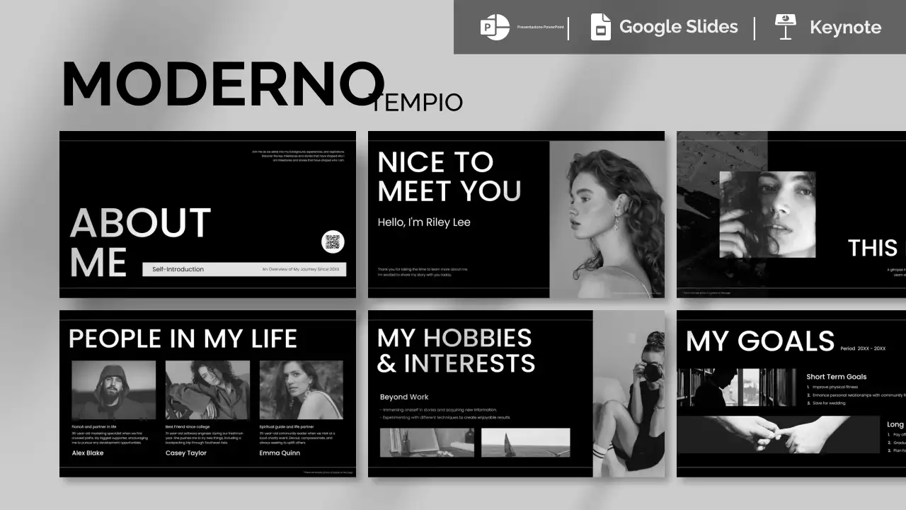 portfolio moderno di presentazione in bianco e nero