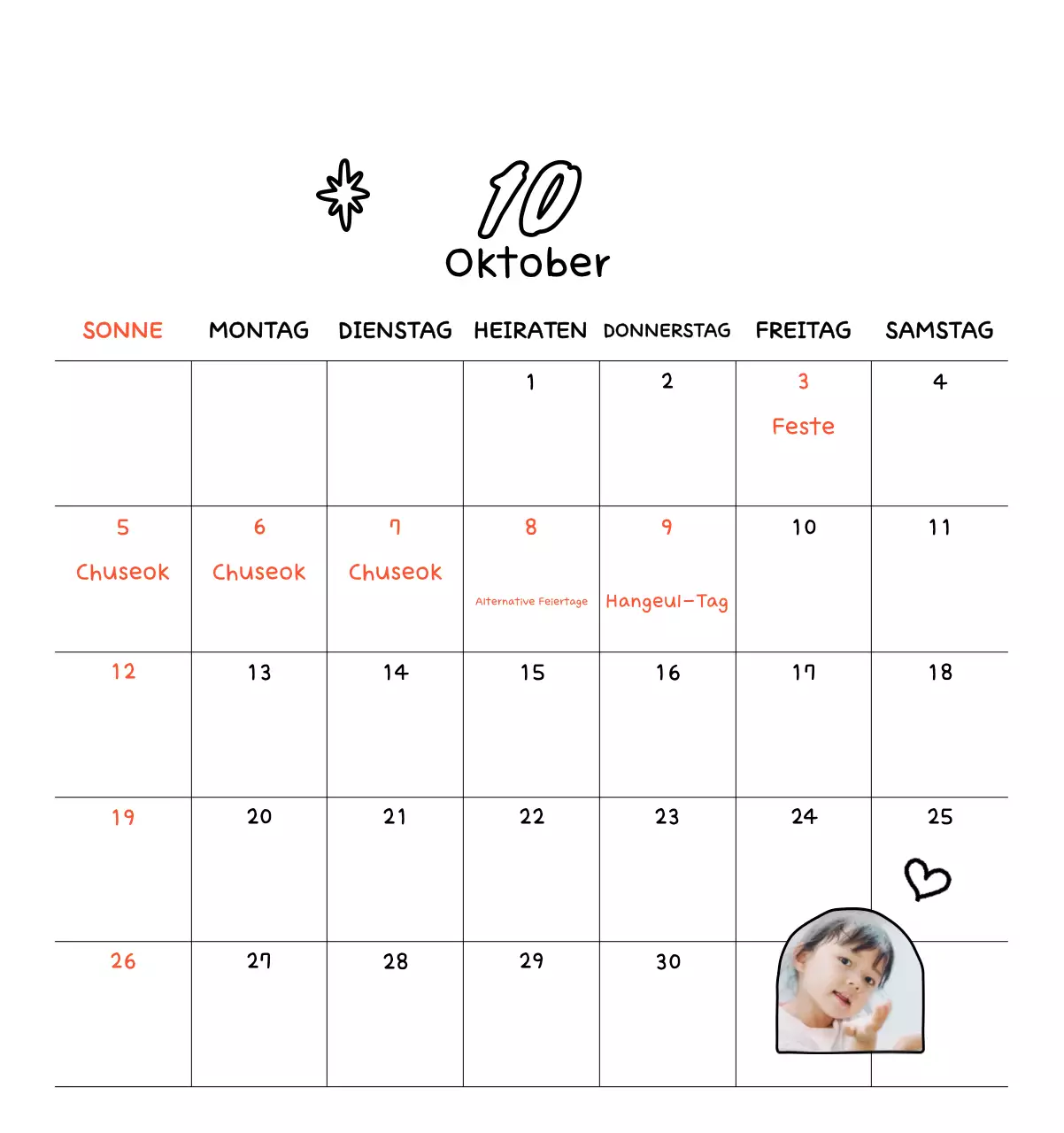 Niedlicher Neujahrs-Fotokalender