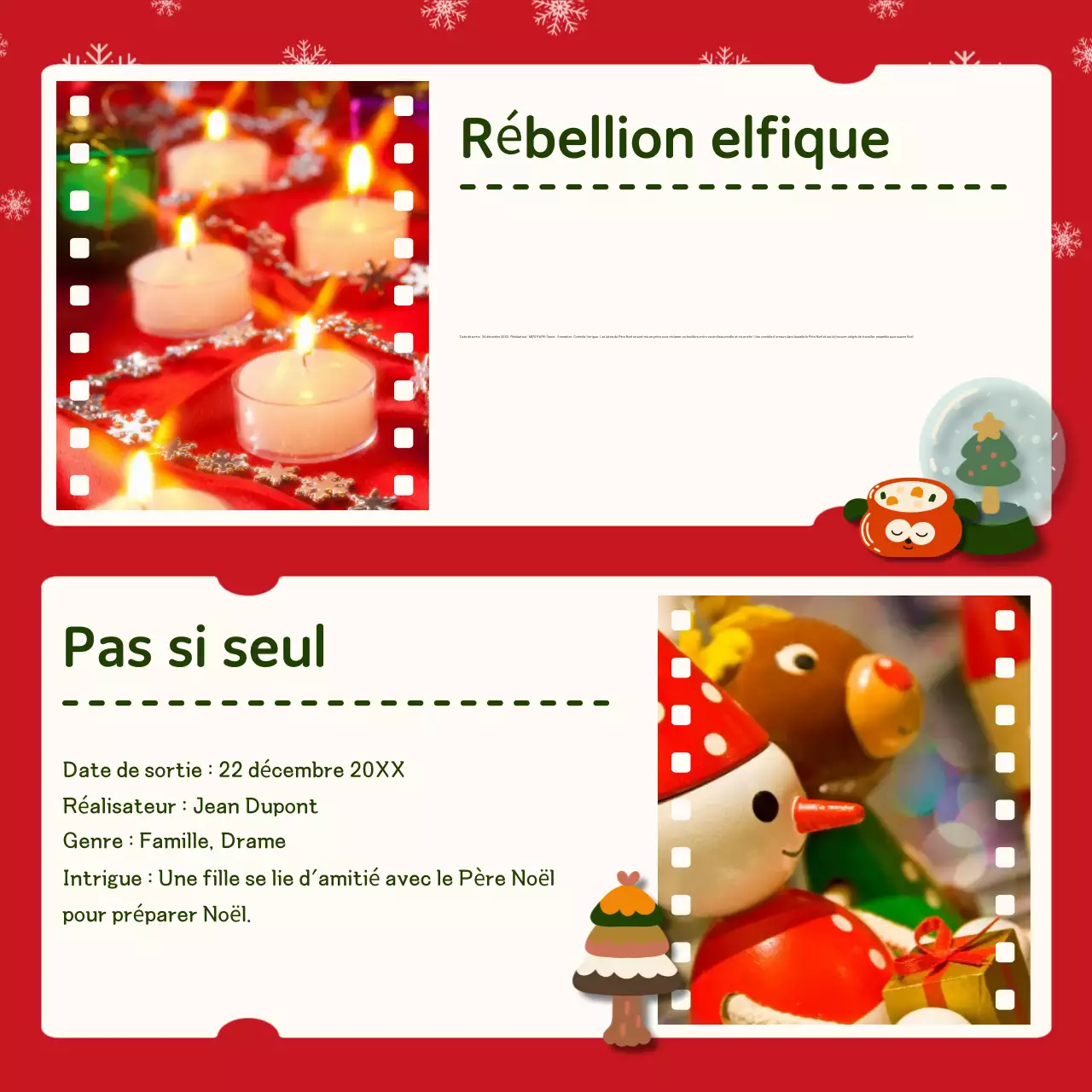 Publicité pour les recommandations du film rouge