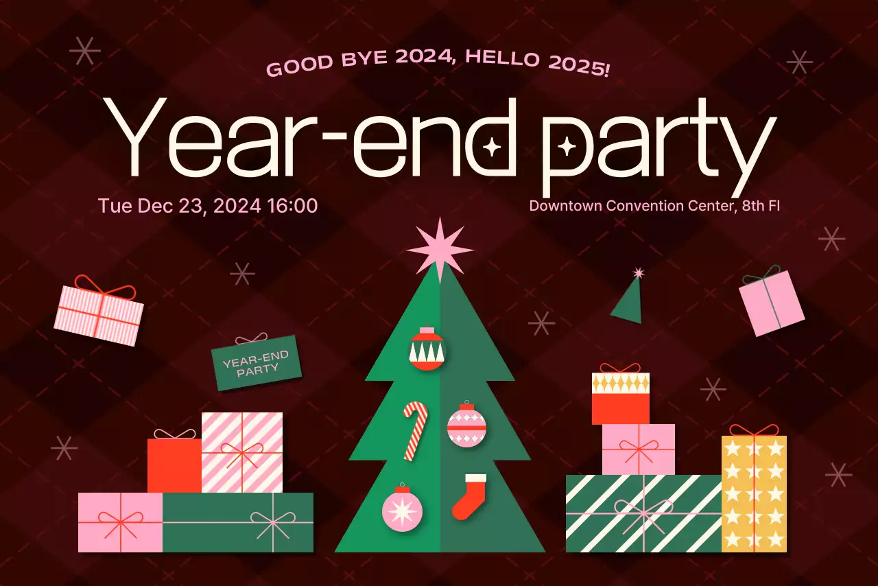 Burgundy Gift Box Holiday Party Event