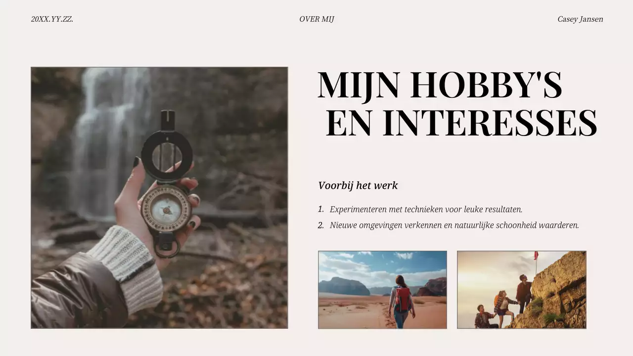 beige moderne zelfintroductie pitch