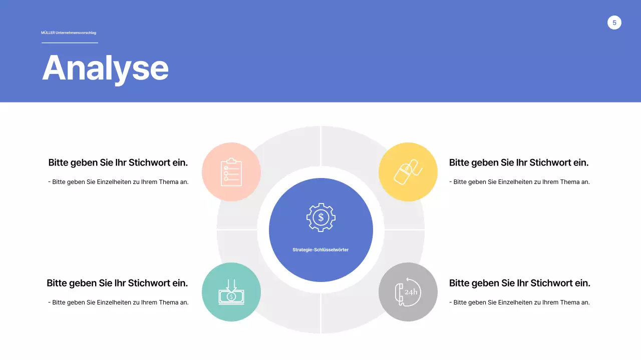 Ein Vorschlag mit klaren Formen in Blau und Gelb