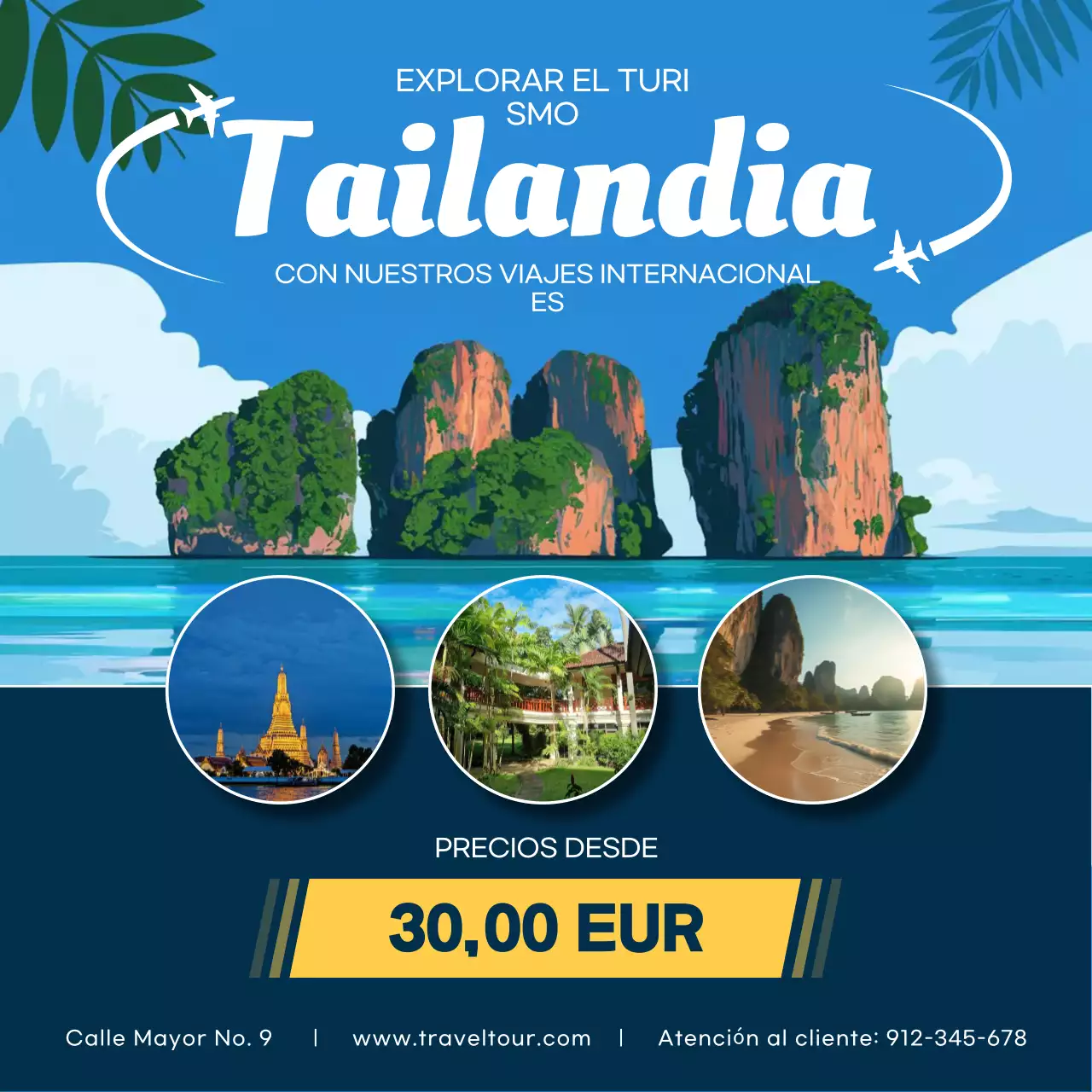 promoción de viajes blue modern