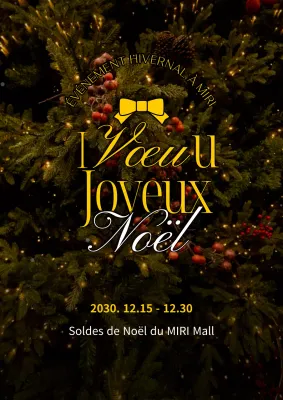 Une simple annonce de vente de produits d'hiver en jaune et blanc pour Noël