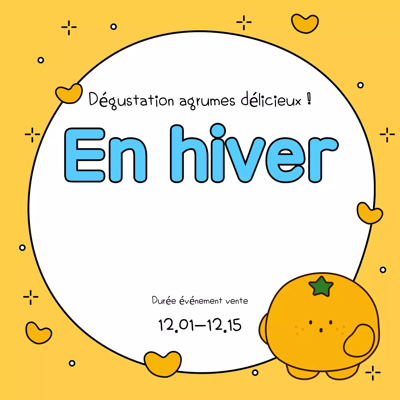 Annoncer un événement hivernal en jaune et orange