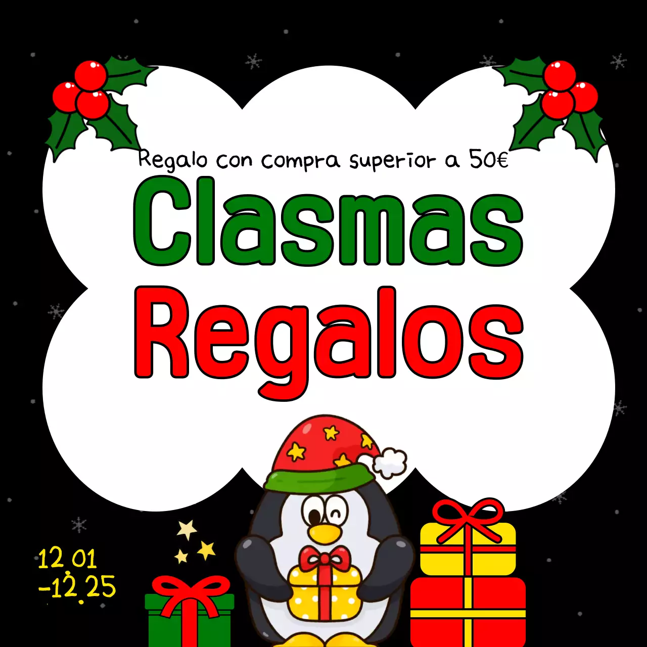 Anuncia tu evento navideño en rojo y verde con este simpático anuncio de eventos navideños