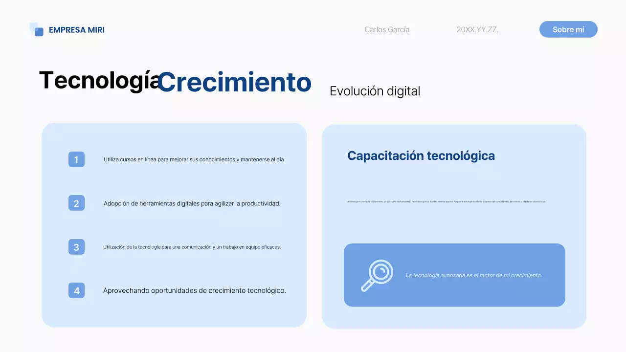 tono de autopresentación blue modern