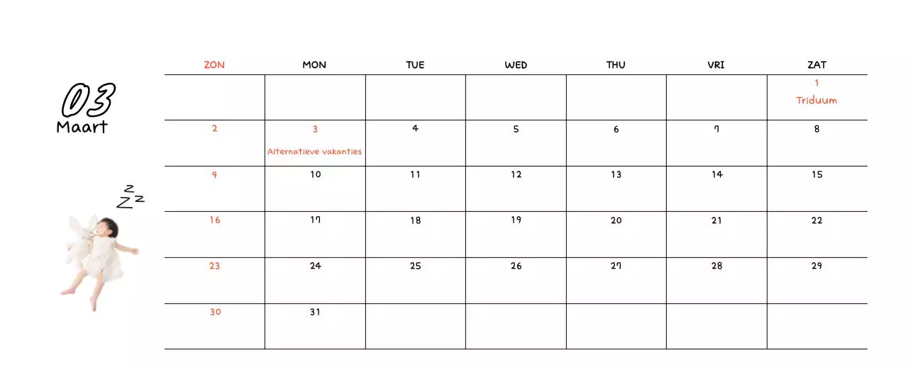 Schattige nieuwjaarskalender