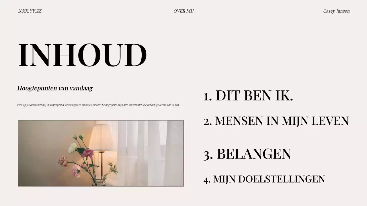 beige moderne zelfintroductie pitch