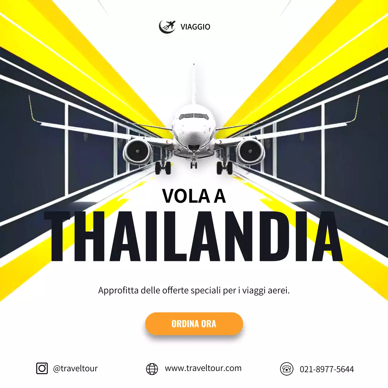 pubblicità gialla di viaggio moderno