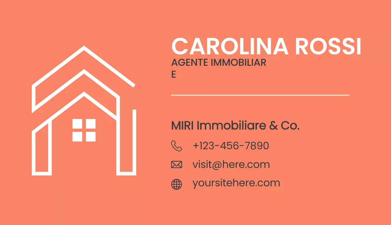Biglietto da visita immobiliare moderno in corallo