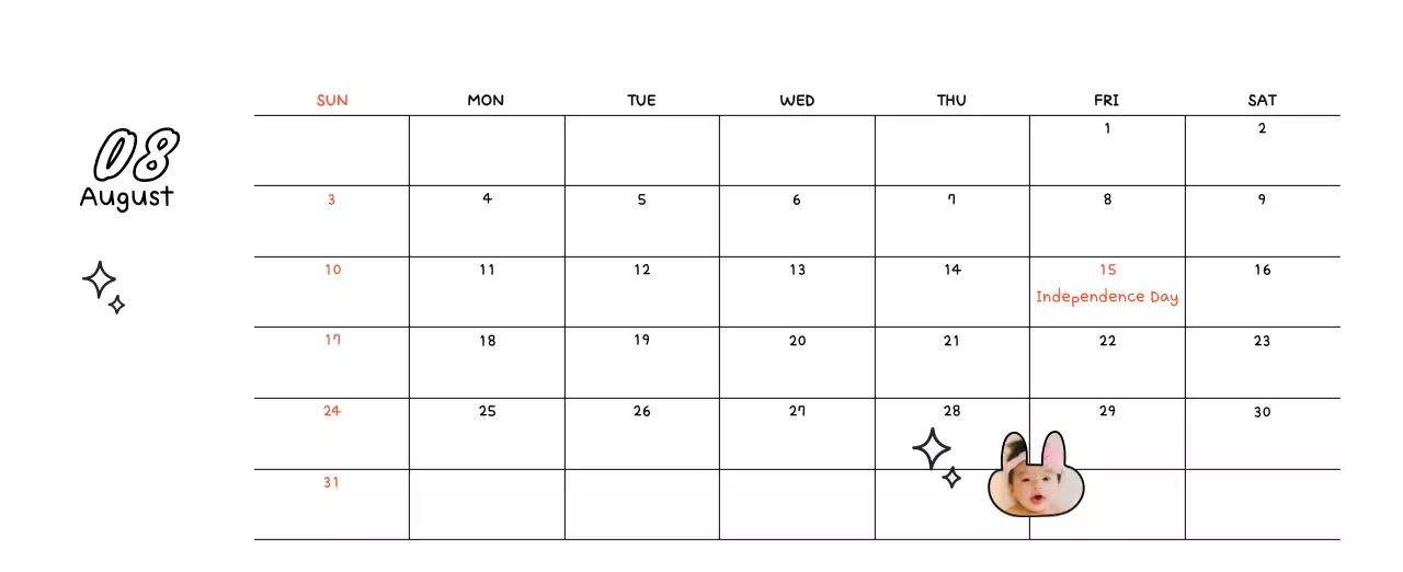 Adorable New Year's photo calendar