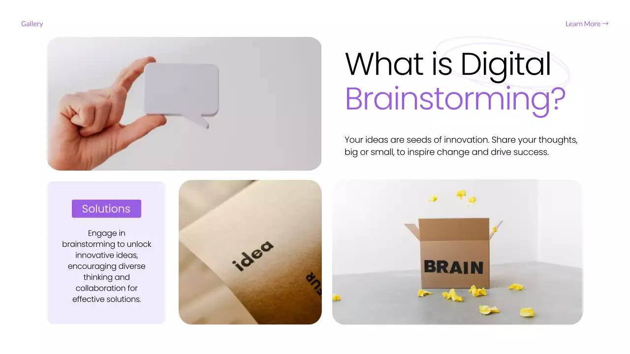 Bài thuyết trình hướng dẫn động não hiện đại màu tím