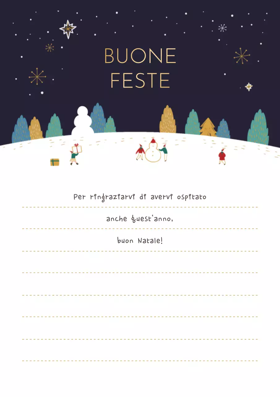 Cartolina natalizia accogliente blu navy