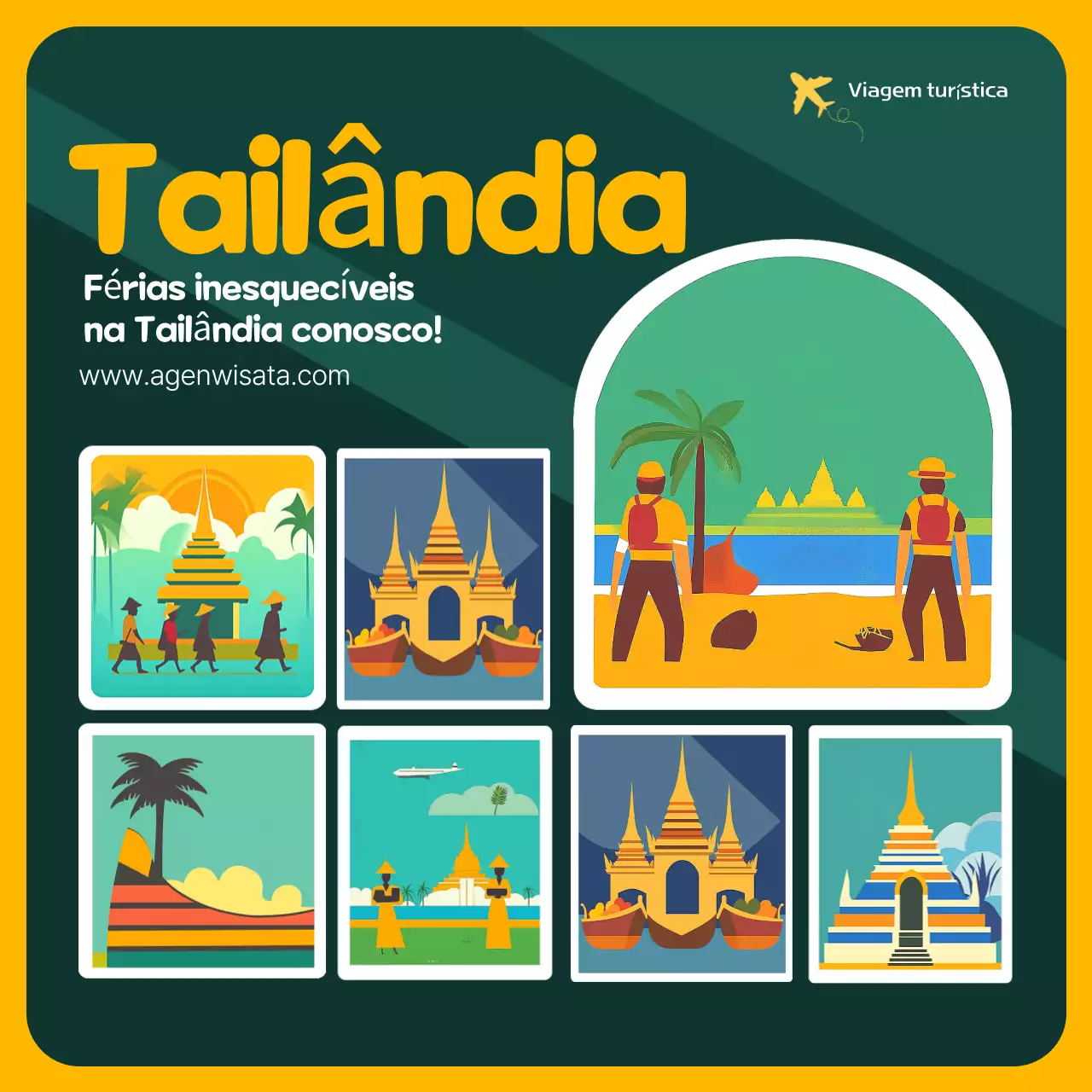 promoção de viagens retro amarela
