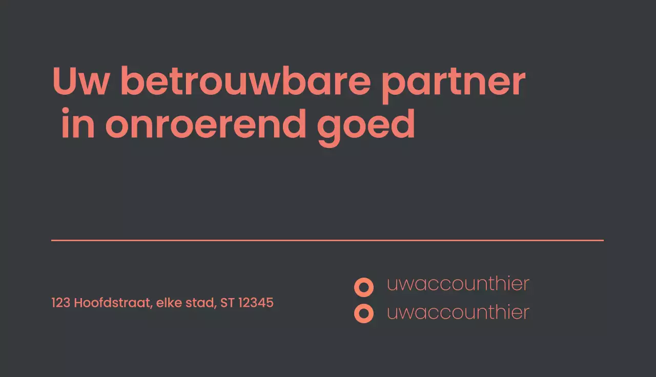 koraal modern onroerend goed visitekaartje