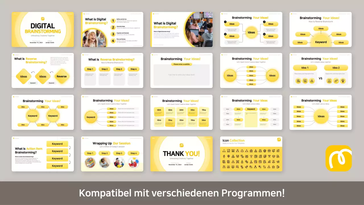 gelbes modernes Brainstorming-Layout