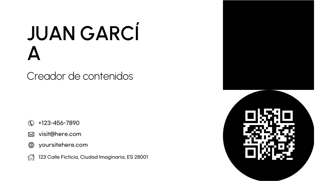 tarjeta de visita minimalista negra