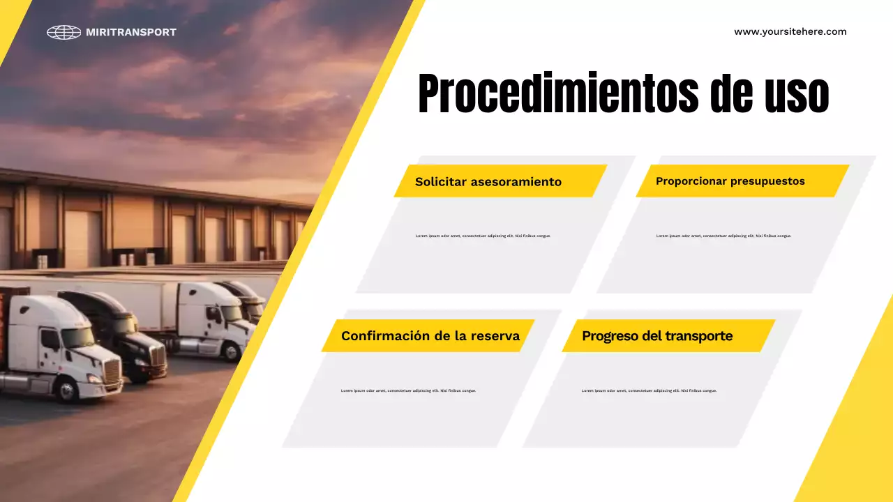 presentación del transporte moderno amarillo