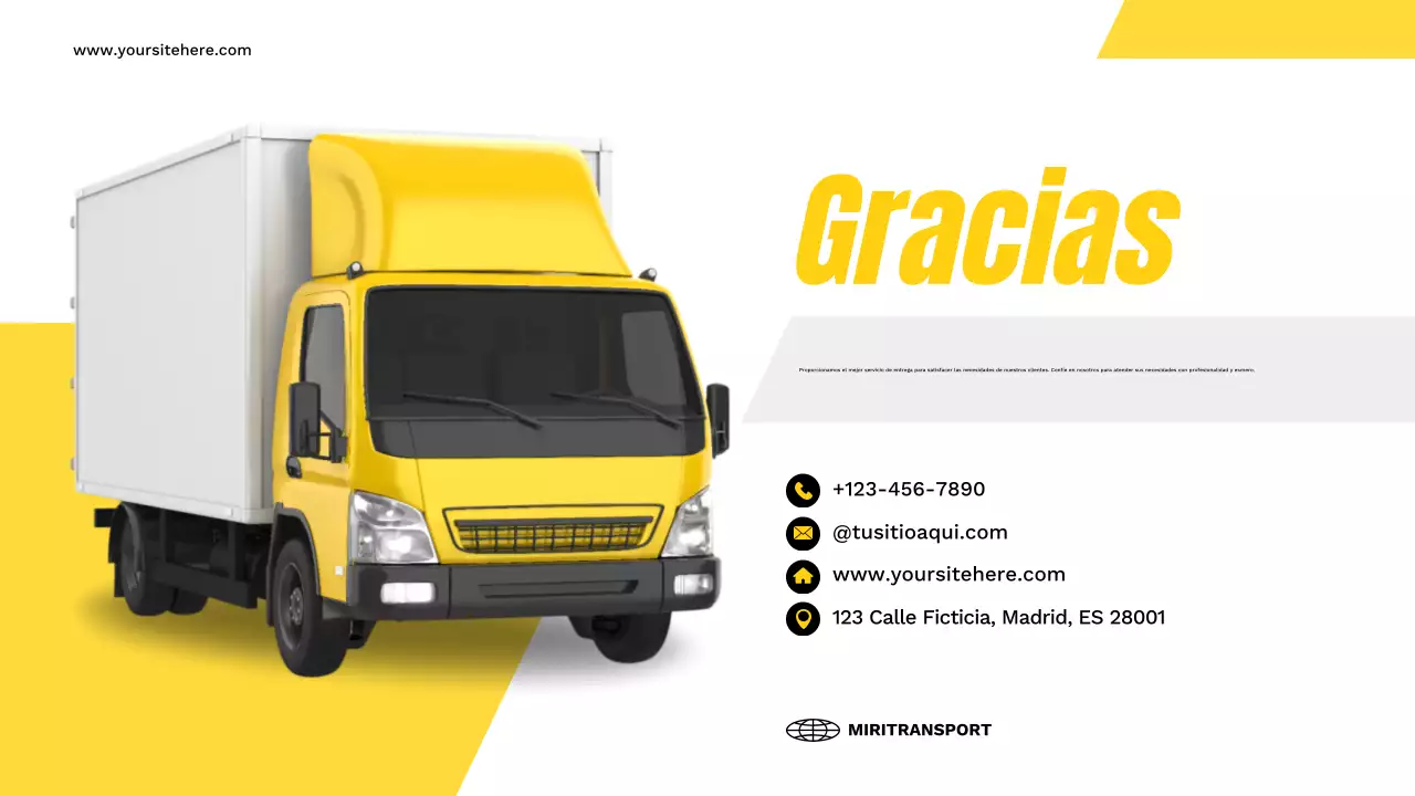 presentación del transporte moderno amarillo