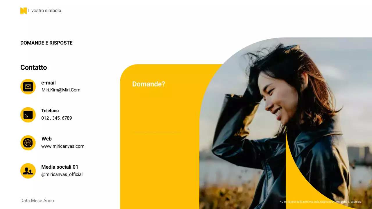 layout giallo di base per l'autopresentazione