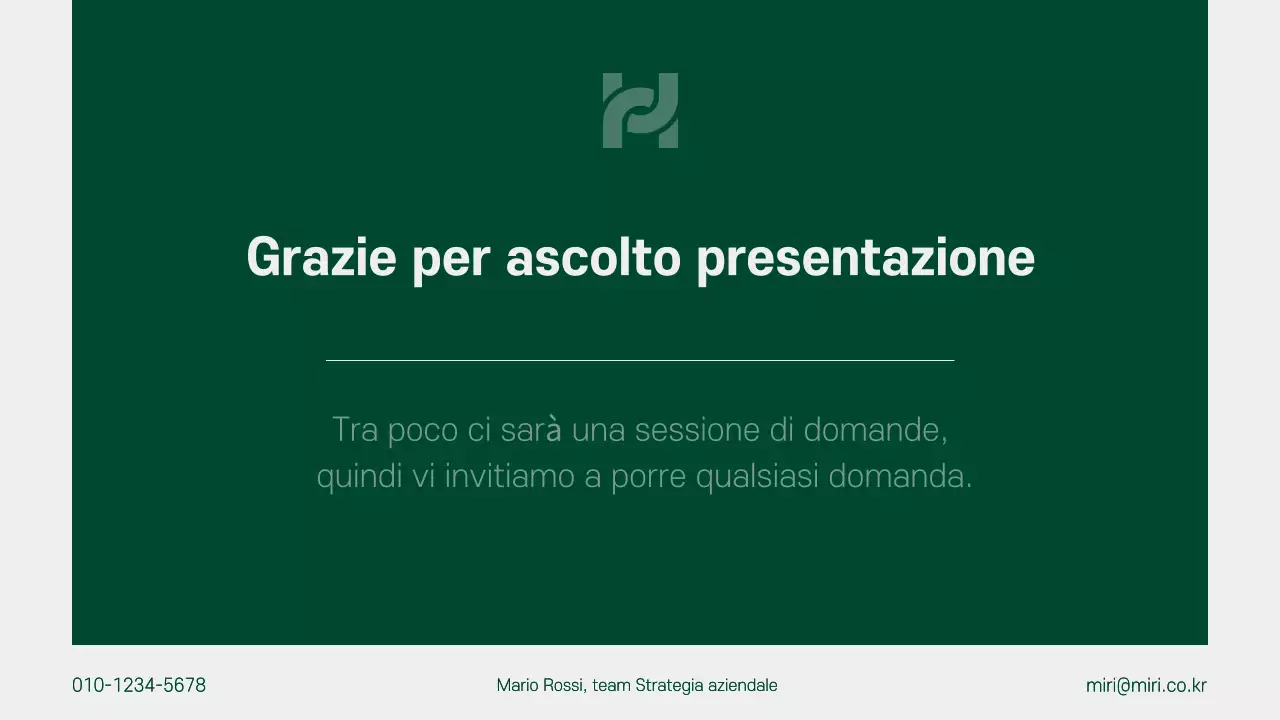 Un piano aziendale pulito, verde e grigio per il prossimo anno
